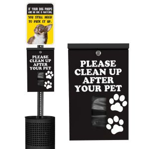Black Paw Prints Designer Pet Waste Station - Pet Sign