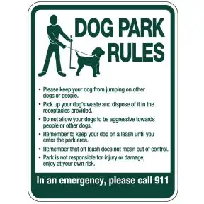 Dog Park Rules Sign - Standard