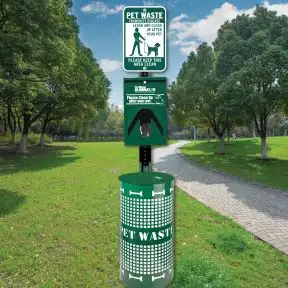 Metal Pet Waste Station with Fun Trash Can